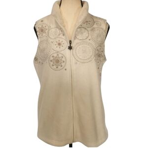 Croft & Barrow Snowflake Plush Fleece Faux Fur Vest Ivory - Sz S Open To Offers